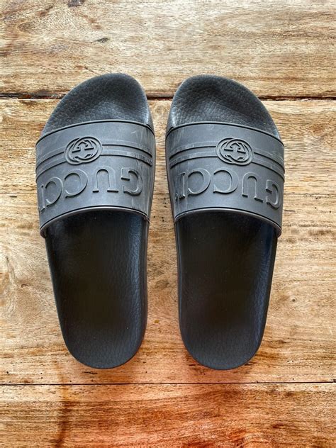 rubber slide sandal gucci replica|gucci rubber pursuit g slides.